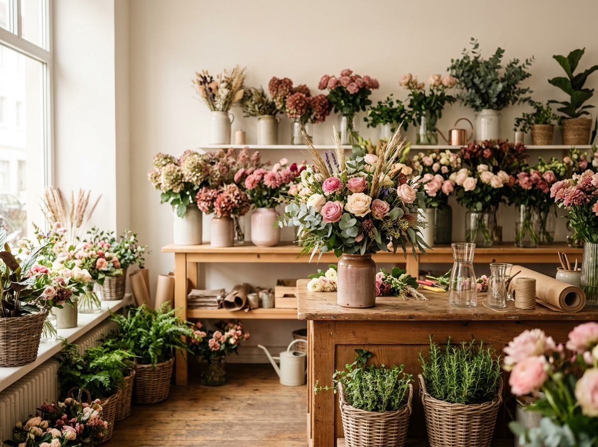 Florales Ambiente im Atelier Blumen Aurelia