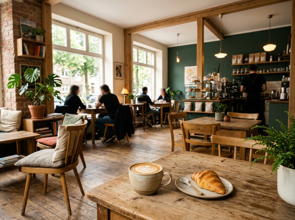 Ruhige Atmosphäre im hellen Gastraum des Café Nordlicht